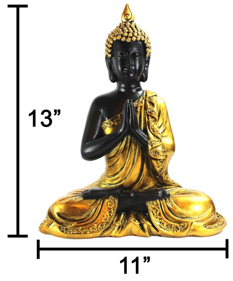 Seraphic Large Golden Meditation Buddha Statue for Indoor, Outdoor, and Home Decor, Gold, 13" Tall - Image 3
